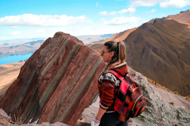 Enjoying the Pallay Punchu sharp mountain in Cusco